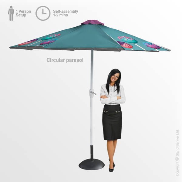 Custom Printed Parasol With Company Branding Stand Banner