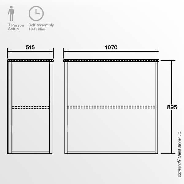 Modular Folding Counter Right Dimensions