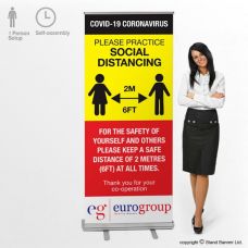 Social Distancing Banner Stand Corona Virus Covid-19